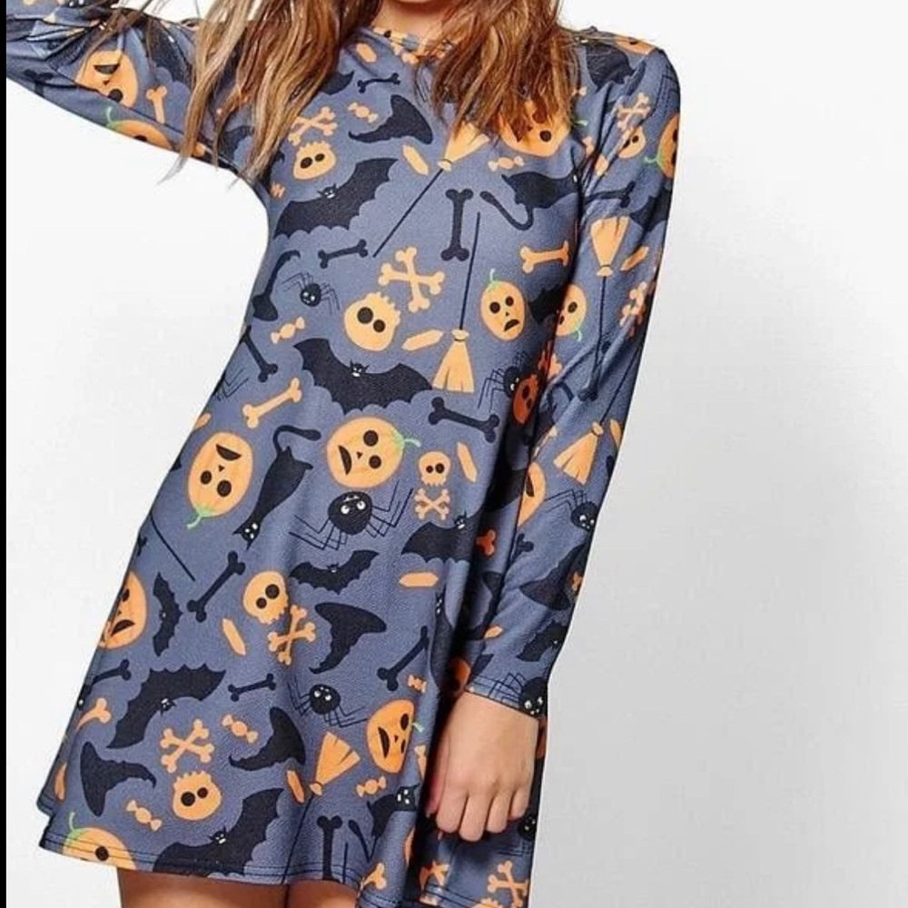Boohoo Halloween Pumpkin skull dress size 10